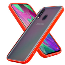 Cadorabo Case for Samsung Galaxy A40 Cover Matt Protection Hard Case Shockproof hard case TPU - Frosted Red - Black Keys
