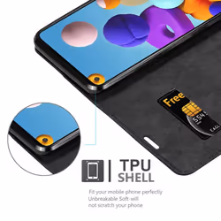 Cadorabo Case for Samsung Galaxy A21s Cover Book Wallet Protection PU Leather Flip Etui magnetic closure - NIGHT BLACK