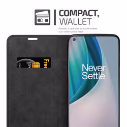 Cadorabo Case for OnePlus Nord N100 Cover Book Wallet Protection PU Leather Flip Magnetic Etui - NIGHT BLACK