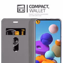 Cadorabo Case for Samsung Galaxy A21s Cover Book Wallet Protection PU Leather Flip Magnetic Etui - GREY BLACK