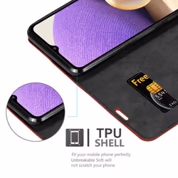 Cadorabo Case for Samsung Galaxy A32 5G Cover Book Wallet Protection PU Leather Flip Magnetic Etui - APPLE RED