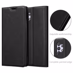 Cadorabo Case for Samsung Galaxy A32 5G Cover Book Wallet Protection PU Leather Flip Magnetic Etui - NIGHT BLACK