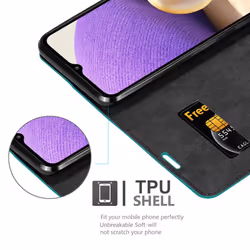 Cadorabo Case for Samsung Galaxy A32 5G Cover Book Wallet Protection PU Leather Flip Magnetic Etui - PETROL TURQUOISE