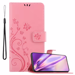 Cadorabo Flower Case for Samsung Galaxy S21 5G Cover Book Wallet Protection PU Leather Flip Magnetic Etui - FLORAL PINK