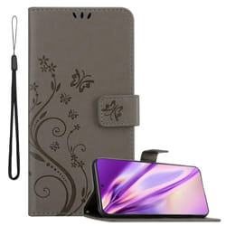 Cadorabo Flower Case for Samsung Galaxy S21 ULTRA Cover Book Wallet Protection PU Leather Flip Magnetic Etui - FLORAL GREY