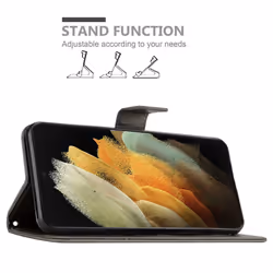 Cadorabo Flower Case for Samsung Galaxy S21 ULTRA Cover Book Wallet Protection PU Leather Flip Magnetic Etui - FLORAL GREY