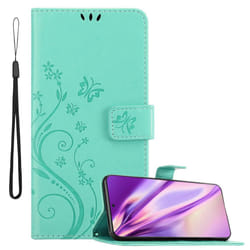 Cadorabo Flower Case for Samsung Galaxy S21 ULTRA Cover Book Wallet Protection PU Leather Flip Magnetic Etui - FLORAL TURQUOISE