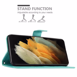 Cadorabo Flower Case for Samsung Galaxy S21 ULTRA Cover Book Wallet Protection PU Leather Flip Magnetic Etui - FLORAL TURQUOISE