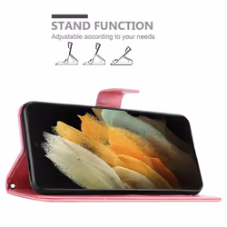 Cadorabo Flower Case for Samsung Galaxy S21 ULTRA Cover Book Wallet Protection PU Leather Flip Magnetic Etui - FLORAL PINK