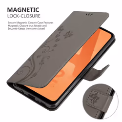 Cadorabo Flower Case for Samsung Galaxy A32 5G Cover Book Wallet Protection PU Leather Flip Magnetic Etui - FLORAL GREY