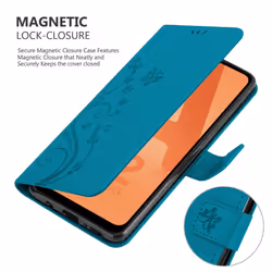 Cadorabo Flower Case for Samsung Galaxy A32 5G Cover Book Wallet Protection PU Leather Flip Magnetic Etui - FLORAL BLUE