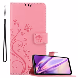 Cadorabo Flower Case for Samsung Galaxy A32 5G Cover Book Wallet Protection PU Leather Flip Magnetic Etui - FLORAL PINK