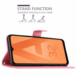 Cadorabo Flower Case for Samsung Galaxy A32 5G Cover Book Wallet Protection PU Leather Flip Magnetic Etui - FLORAL PINK