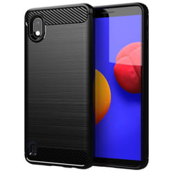 Cadorabo Case for Samsung Galaxy A10 / M10 Cover Protection back case TPU Silicone Carbon - Black