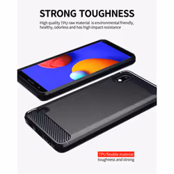 Cadorabo Case for Samsung Galaxy A10 / M10 Cover Protection back case TPU Silicone Carbon - Black