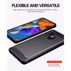 Cadorabo Case for Samsung Galaxy A21s Cover Protection back case TPU Silicone Carbon - Black