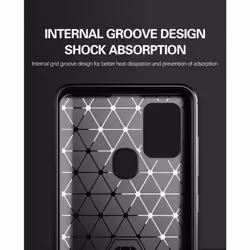 Cadorabo Case for Samsung Galaxy A21s Cover Protection back case TPU Silicone Carbon - Black
