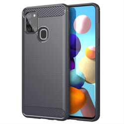 Cadorabo Case for Samsung Galaxy A21s Cover Protection back case TPU Silicone Carbon - GREY