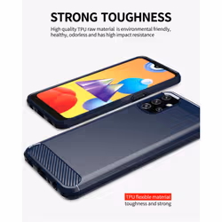 Cadorabo Case for Samsung Galaxy A32 5G Cover Protection back case TPU Silicone Carbon - BLUE