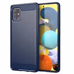 Cadorabo Case for Samsung Galaxy A51 5G Cover Protection back case TPU Silicone Carbon - BLUE