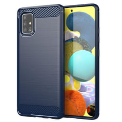 Cadorabo Case for Samsung Galaxy A51 5G Cover Protection back case TPU Silicone Carbon - BLUE
