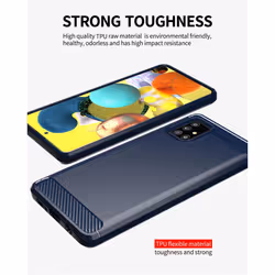 Cadorabo Case for Samsung Galaxy A51 5G Cover Protection back case TPU Silicone Carbon - BLUE