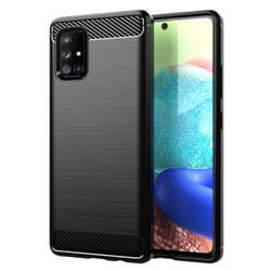 Cadorabo Case for Samsung Galaxy A71 5G Cover Protection back case TPU Silicone Carbon - Black