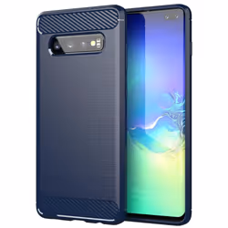 Cadorabo Case for Samsung Galaxy S10 4G Cover Protection back case TPU Silicone Carbon - BLUE