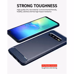 Cadorabo Case for Samsung Galaxy S10 4G Cover Protection back case TPU Silicone Carbon - BLUE