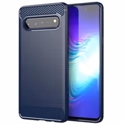 Cadorabo Case for Samsung Galaxy S10 5G Cover Protection back case TPU Silicone Carbon - BLUE