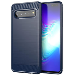 Cadorabo Case for Samsung Galaxy S10 5G Cover Protection back case TPU Silicone Carbon - BLUE