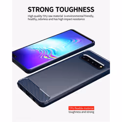 Cadorabo Case for Samsung Galaxy S10 5G Cover Protection back case TPU Silicone Carbon - BLUE