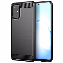 Cadorabo Case for Samsung Galaxy S20 Cover Protection back case TPU Silicone Carbon - Black