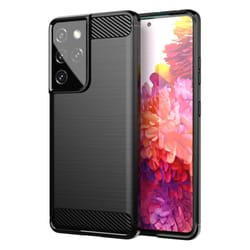 Cadorabo Case for Samsung Galaxy S21 ULTRA Cover Protection back case TPU Silicone Carbon - Black