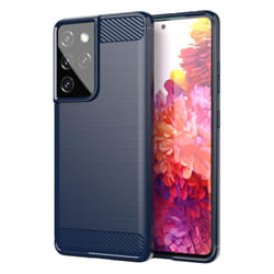 Cadorabo Case for Samsung Galaxy S21 ULTRA Cover Protection back case TPU Silicone Carbon - BLUE