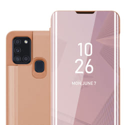 Cadorabo Case for Samsung Galaxy A21s Cover Book Wallet Protection PU Leather Flip Magnetic Smart View Etui - PINK