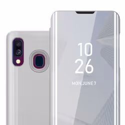 Cadorabo Case for Samsung Galaxy A40 Cover Book Wallet Protection PU Leather Flip Magnetic Smart View Etui - SILVER