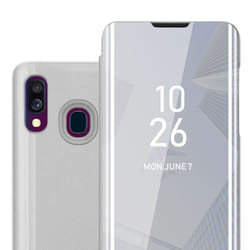 Cadorabo Case for Samsung Galaxy A40 Cover Book Wallet Protection PU Leather Flip Magnetic Smart View Etui - SILVER