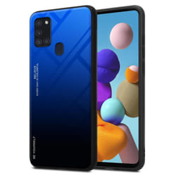 Cadorabo Case for Samsung Galaxy A21s Cover Protection TPU Silicone Gel  Back case - BLUE - BLACK