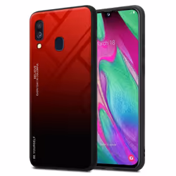 Cadorabo Case for Samsung Galaxy A40 Cover Protection TPU Silicone Gel Back case - RED - BLACK