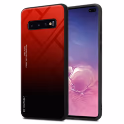 Cadorabo Case for Samsung Galaxy S10 PLUS Cover Protection TPU Silicone Gel  Back case - RED - BLACK