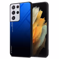 Cadorabo Case for Samsung Galaxy S21 ULTRA Cover Protection TPU Silicone Gel Back case - BLAU - SCHWARZ, Samsung Galaxy S21 ...