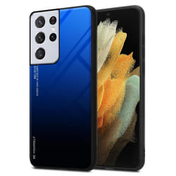 Cadorabo Case for Samsung Galaxy S21 ULTRA Cover Protection TPU Silicone Gel  Back case - BLAU - SCHWARZ, Samsung Galaxy S21 ULTRA
