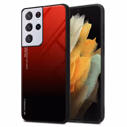 Cadorabo Case for Samsung Galaxy S21 ULTRA Cover Protection TPU Silicone Gel Back case - ROT - SCHWARZ, Samsung Galaxy S21 UL ...
