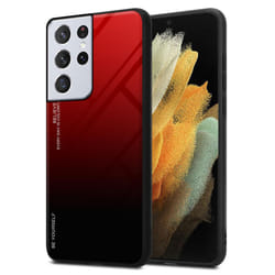 Cadorabo Case for Samsung Galaxy S21 ULTRA Cover Protection TPU Silicone Gel Back case - ROT - SCHWARZ, Samsung Galaxy S21 ULTRA