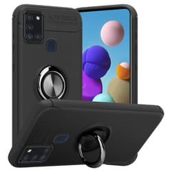 Cadorabo Case for Samsung Galaxy A21s Cover Protection back case Ring TPU Silicone - BLACK - GREY