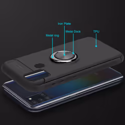 Cadorabo Case for Samsung Galaxy A21s Cover Protection back case Ring TPU Silicone - BLACK - GREY
