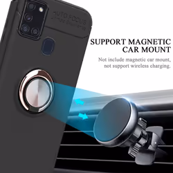 Cadorabo Case for Samsung Galaxy A21s Cover Protection back case Ring TPU Silicone - BLACK - ROSE GOLD