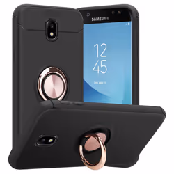 Cadorabo Case for Samsung Galaxy J3 2017 Cover Protection back case with focus ring TPU Silicone - BLACK - ROSE GOLD