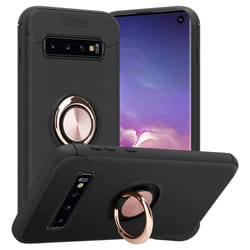 Cadorabo Case for Samsung Galaxy S10 4G Cover Protection back case Ring TPU Silicone - BLACK - ROSE GOLD